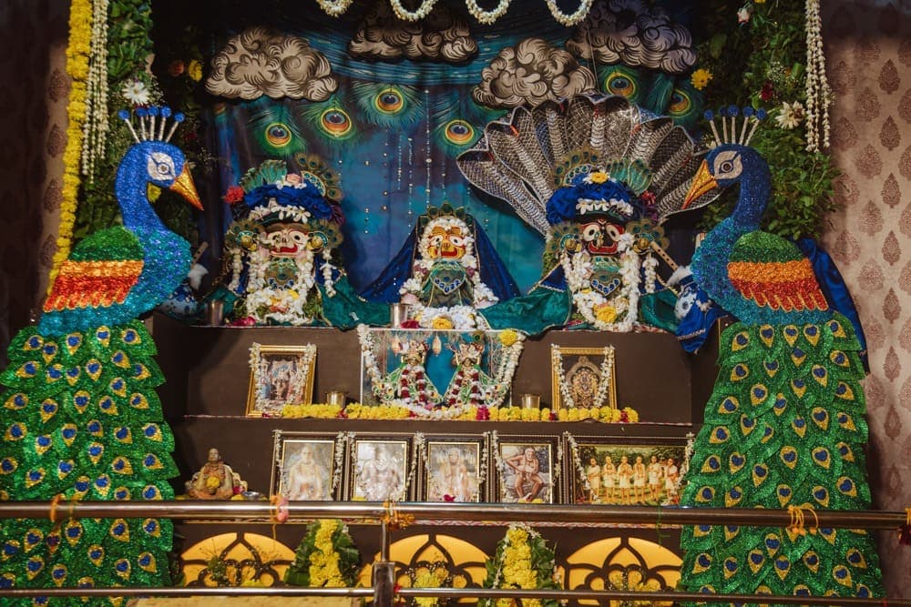 Devotees chanting and dancing at ISKCON Kota